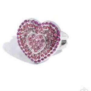 Heart-Shaped Pink and Silver Ring